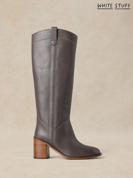 Grey - White Stuff Isla Leather Knee High Boots