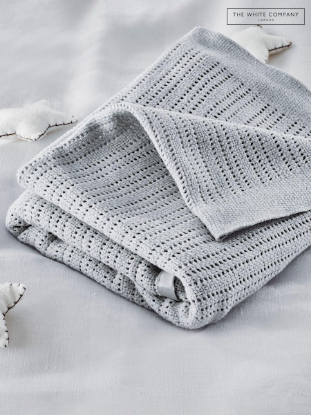 The White Company Grey Cellular Satin 100% Cotton Winter Blanket (240610) | £20 - £24