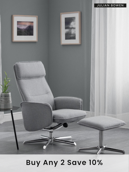 Julian Bowen Grey Aria Recliner and Stool Set (241295) | £320