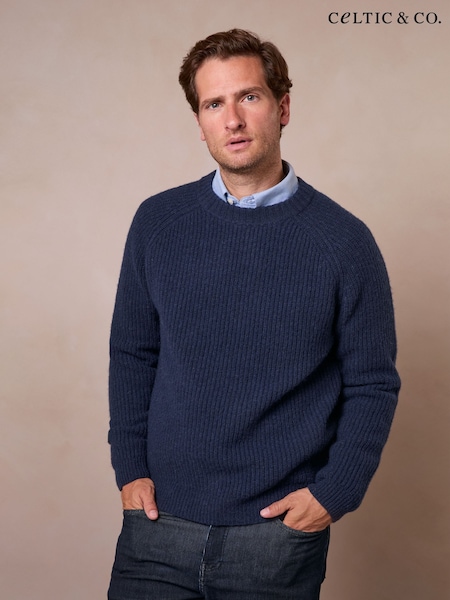 Blue - Regular Celtic & Co. Ribbed Fishermans Jumper