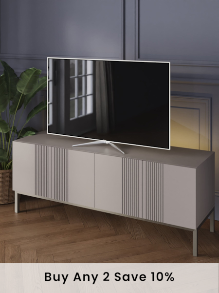 Frank Olsen Grey Iona 4 Door Large TV Unit with Smart Feature (241610) | £460