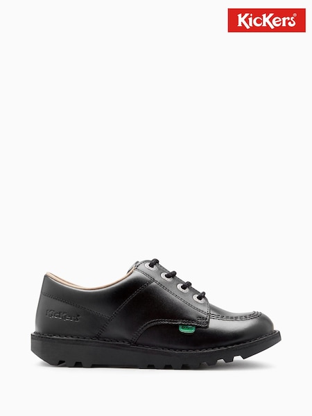 Kickers Black Leather Youth Lo Leather Shoes (241676) | £65