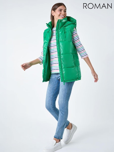Green - Roman Patent Hooded Gilet
