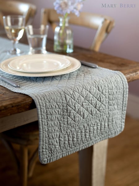 Mary Berry Grey Signature 100% Cotton Table Runner (242249) | £24