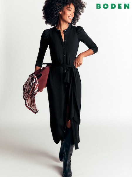Black - Boden Honor Column Jersey Midi Dress