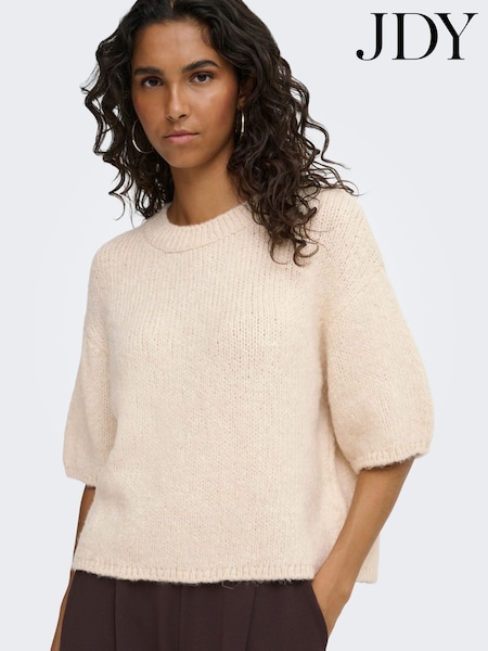 Cream - Jdy Short Sleeve Knitted Jumper