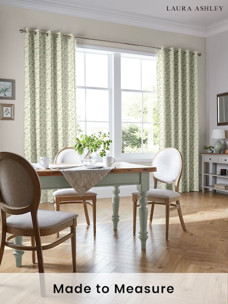 Laura Ashley Green Willow Leaf Made to Measure Curtains (243828) | £91