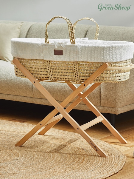 The Little Green Sheep White Moses Basket and Mattress (244948) | £119
