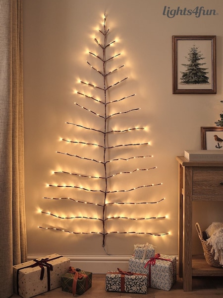 Lights4fun 4ft 11 Pre Lit Plug In Christmas Wall Tree Light