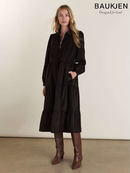 Brown - Baukjen Jenna Cord Midi Dress