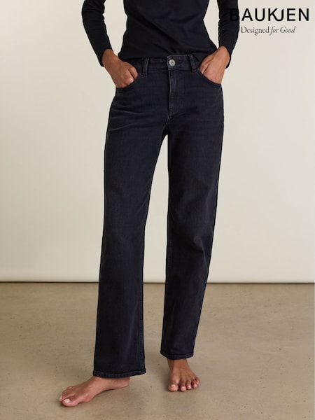 Black - Baukjen Kim Straight Leg Mid Rise Jeans