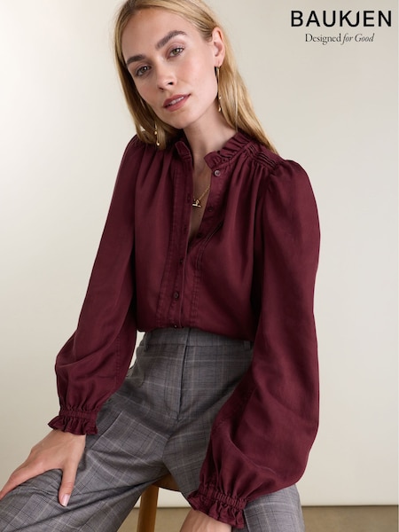 Red - Baukjen Zoe Frill Neck Blouse