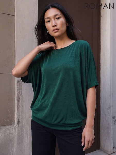 Green - Roman Bubble Hem Top
