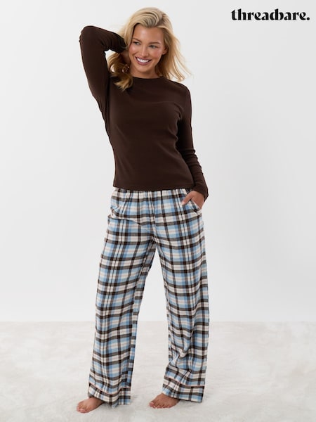 Brown - Threadbare Petite Cotton Long Pyjamas Set