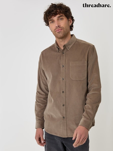 Brown - Regular Threadbare Corduroy Shirt