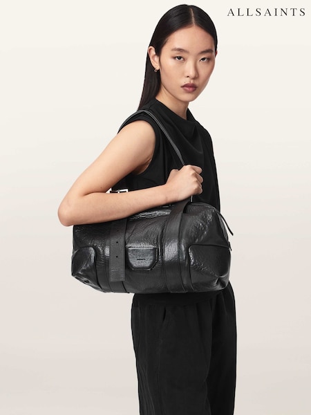 Black - Allsaints Ares Grain Shoulder Bag
