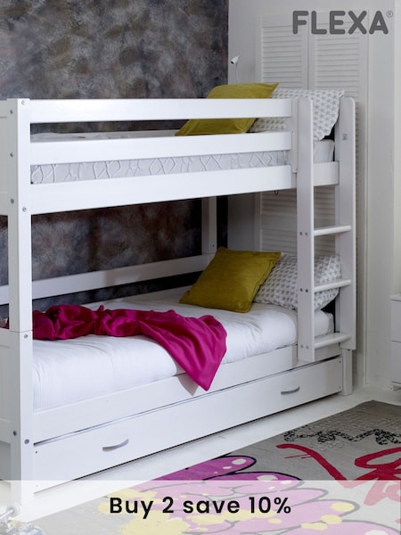 Flexa Kids White Avenue Kids Nordic Bunkbed With Trundle Bed (247273) | £735