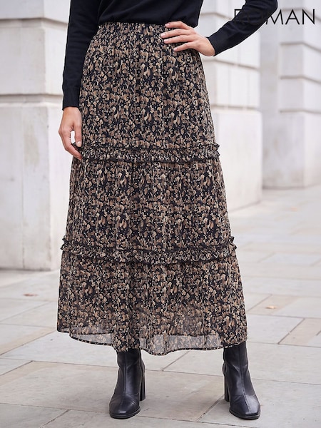 Black - Roman Tiered Chiffon Skirt