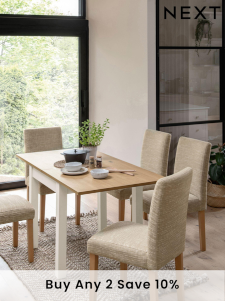 Classic Cream Oak Effect 4 to 6 Seater Foldable Extending Dining Table (247919) | £250