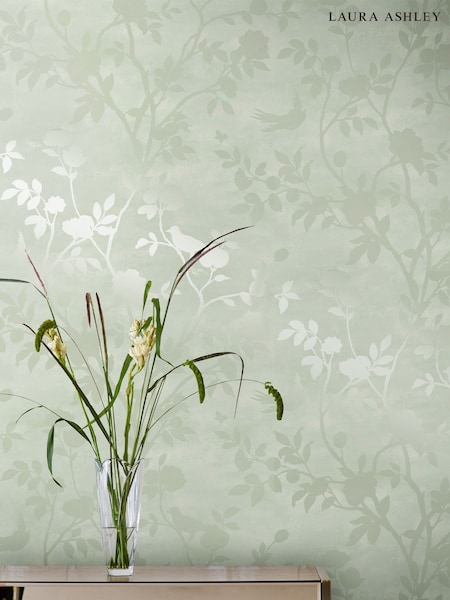 Laura Ashley Eau de Nil Eglantine Silhoutte 10M Wallpaper (249233) | £48