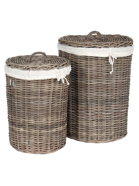 Pacific Set of 2 Grey Round Lined Laundry Storage Baskets (249359) | £150