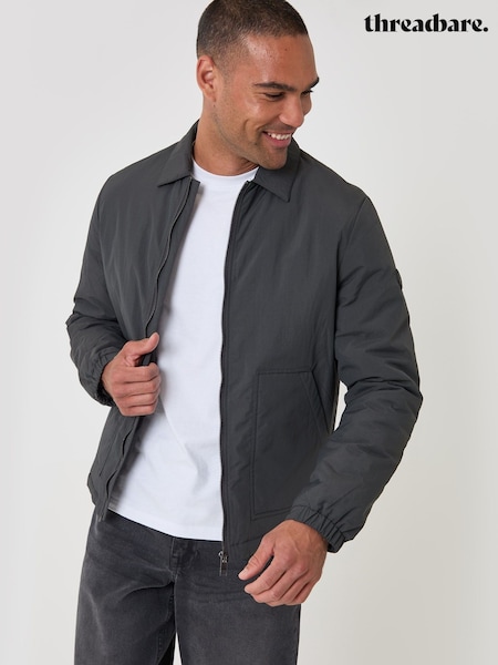 Grey - Regular Threadbare Showerproof Collared Harrington Jacket