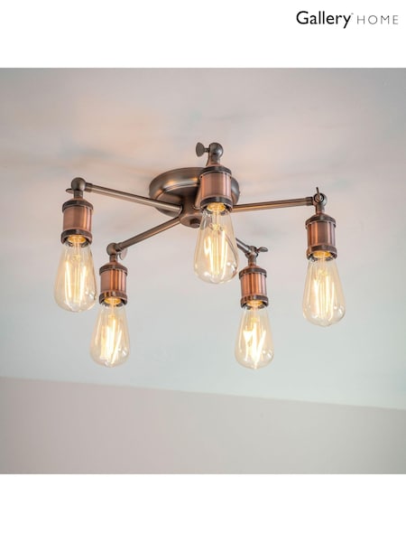 Gallery Home Copper 5 Light Flush Hamilton Flush Ceiling Light (250159) | £120