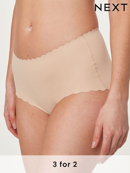 Pastel Rose Nude Midi No VPL Scallop Edge Knickers (250395) | £9