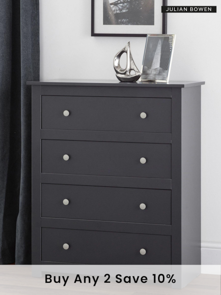 Julian Bowen Anthracite Grey Radley 4 Drawer Chest (251387) | £255