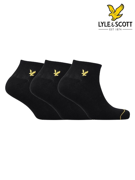 Lyle & Scott Black Trainer Socks 3 Pack (251704) | £13