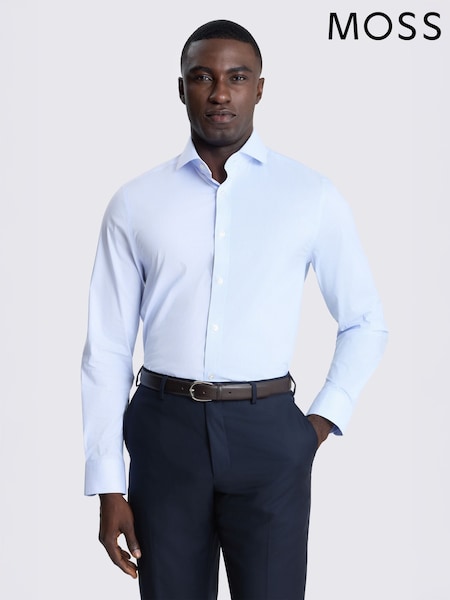 Blue - Regular Moss Tailored Fit Stripe Stretch Shirt