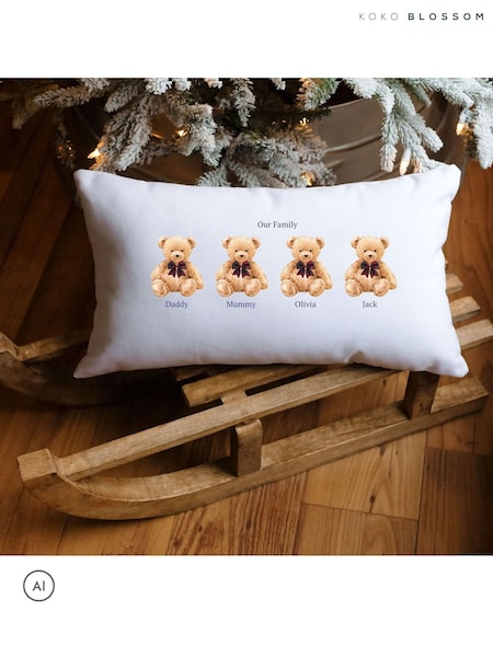 Personalised Family Of Bears Christmas Cushion By Koko Blossom