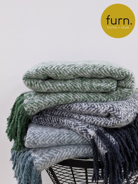 furn. Blue Weaver Throw (253043) | £36