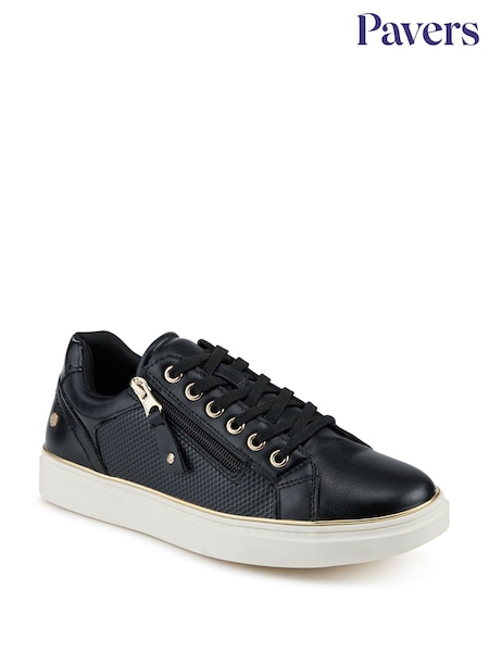 Black - Pavers Wide Fit Zip & Lace Trainers With Grip Sole