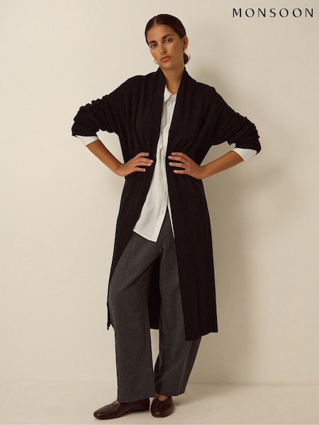Black - Monsoon Sadie Knit Longline Cardigan