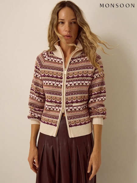 Cream - Monsoon Fie Fair Isle Cardigan