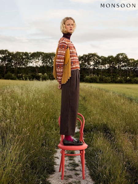 Orange - Monsoon Mia Mushroom Knit Cardigan
