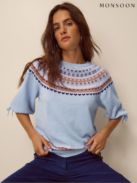 Blue - Monsoon Fia Fair Isle Knit Jumper