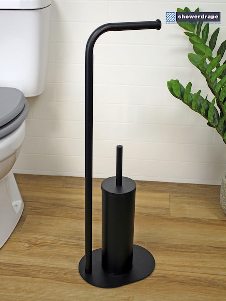 Showerdrape Black Aspen Freestanding Toilet Roll Holder and Brush Holder (254114) | £50