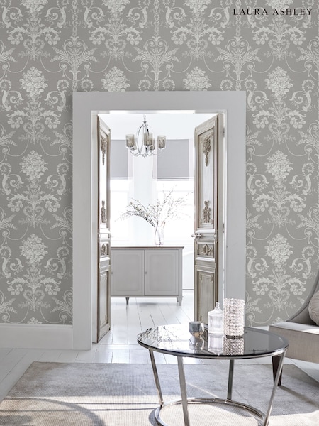 Laura Ashley Steel Josette 10M Wallpaper (254626) | £44