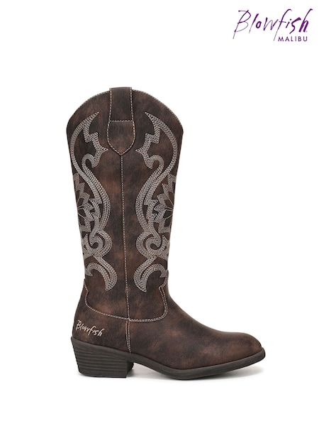Chocolate Brown - Blowfish Malibu Stutter Regular Fit Western Boots