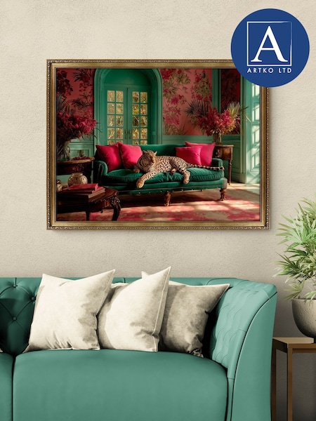 Artko The Tropical Lounging Leopard By Framed Art