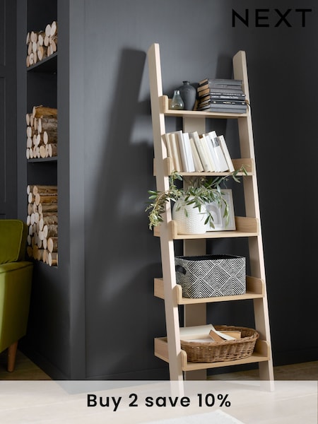 Cream Malvern Oak Effect Narrow Ladder Shelf (256507) | £225