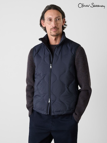 Blue - Regular Oliver Sweeney Quilted Funnel Neck Gilet
