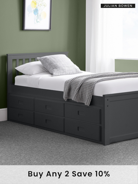 Julian Bowen Black Maisie 3 Drawer Storage Bed with Pull Out Underbed (257670) | £425
