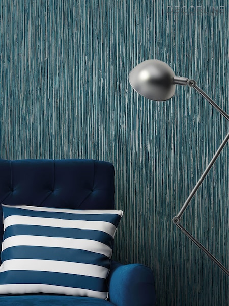 Decorline Blue Vertical Grasscloth Wallpaper (257833) | £69