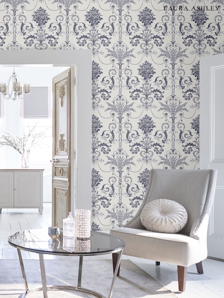 Laura Ashley Off White Midnight Josette 10M Wallpaper (258181) | £44