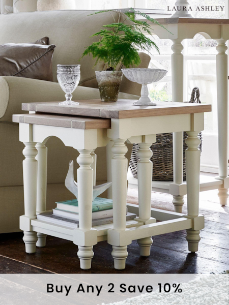 Laura Ashley White Dorset Nest Of 2 Tables (258337) | £525