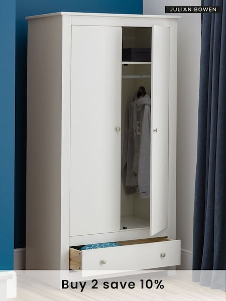 Julian Bowen Surf White Radley Double 1 Drawer Wardrobe (258392) | £440