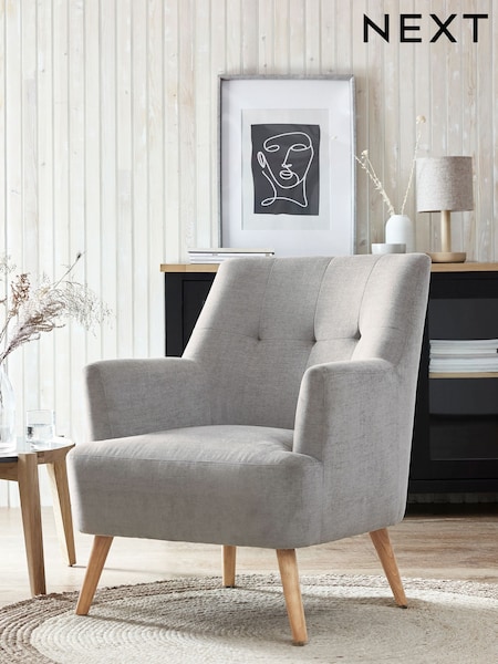Fine Chenille Mid Grey Carter Armchair (258396) | £275